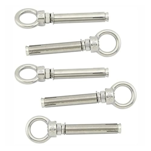 1/5Pcs Praktische Edelstahl Expansion Anker Ringschraube M6x70mm Silber Decke Haken Ring Hebe Verschluss Beton Ziegel Wand(5Pcs) von OZXZH