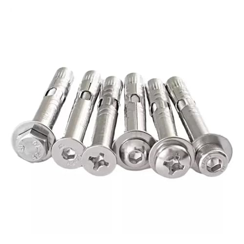 304 Edelstahl Sechskant Zylinderkopf Expansionsschrauben Explosionsgeschützte Expansionsbetonanker Befestigungsschrauben M6-M12(Flachseckig, 28mm,M6) von OZXZH