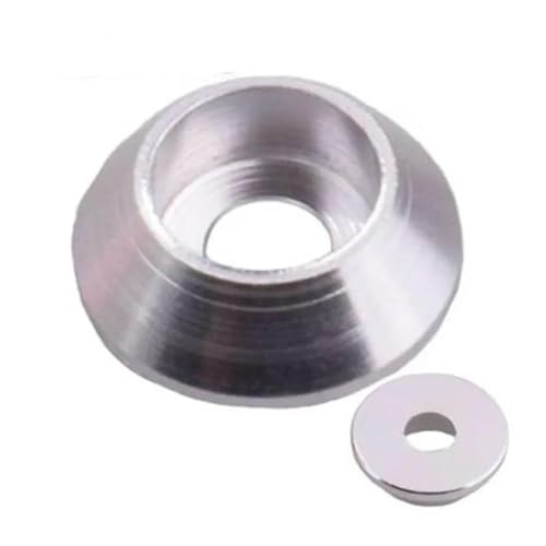 Kegelscheibe aus Aluminiumlegierung M2 M2.5 M3 M4 M5 M6 M8 Bunte Sechskant-Kopfdichtungsscheibe aus Aluminiumlegierung for RC-Teile, 10 Stück(Sliver,10 PCS_M5) von OZXZH