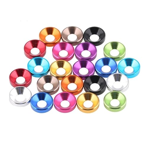 M2 M2.5 M3 M4 M5 M6 Aluminium-Flachscheibendichtung, Al-Legierung, bunte Unterlegscheibendichtung for Senkkopfschrauben, Modellflug, 10 Stück(Ti-grey,10 PCS_M2.5) von OZXZH