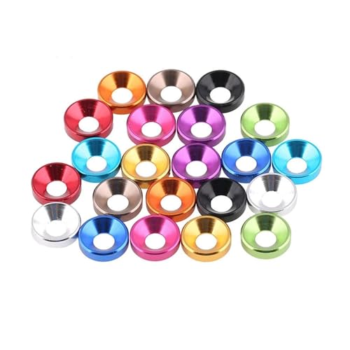 M2 M2.5 M3 M4 M5 M6 Bunte eloxierte Aluminiumlegierung-Unterlegscheibe for Senkkopfschrauben-Unterlegscheiben-Dichtung, 10 Stück(Ti-Grey,10PCS_M2) von OZXZH