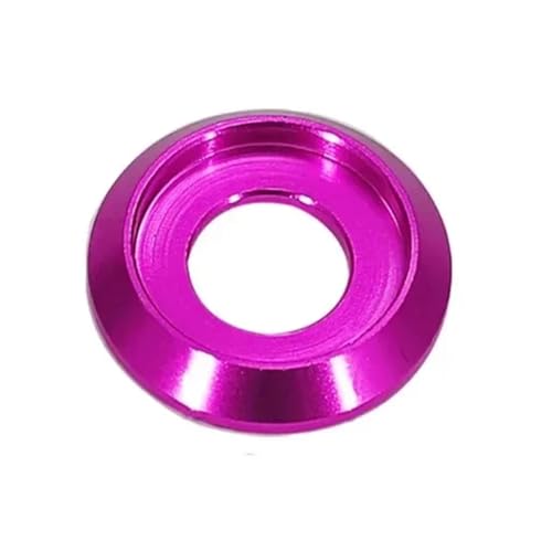 M2 M2.5 M3 M4 M5 M6 M8 Bunte Aluminiumlegierung Unterlegscheibe mit Becherkopf Al Metall Rillendichtungen for Rundkopfschrauben RC-Teile 5/10 Stück(Purple,10PCS_M2.5) von OZXZH