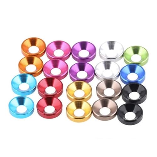 OZXZH Aluminium-Senkkopfscheibe M2 M2.5 M3 M4 M5 M6 M8 Bunt eloxiert Senkkopfschraubenscheiben Dichtung 10 Stück(Gray,10PCS_M2.5) von OZXZH