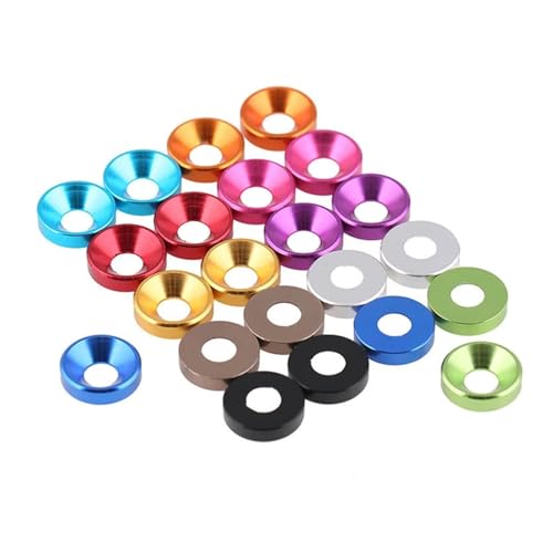 OZXZH Aluminium-Unterlegscheibe M2 M2.5 M3 M4 M5 M6 Bunte eloxierte Aluminiumlegierung Senkkopfschraubenscheiben Dichtung 10 Teile/los(Peach,10PCS_M2.5) von OZXZH