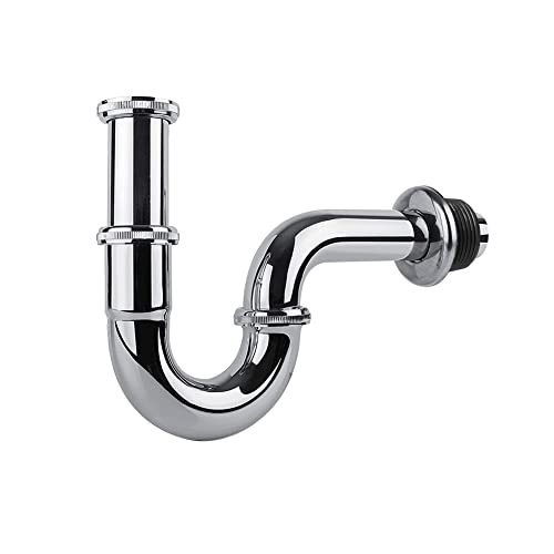 OZYAN Siphon Waschbecken-Universal Waschbecken Ablaufgarnitur Kürzbar Gute Qualität Rohre Röhrensiphon Siffon für waschbecken Enthält 3 Gummidichtungen+ Abflussrohr mit Wandanschluss（EDELSTAHL） von OZYAN