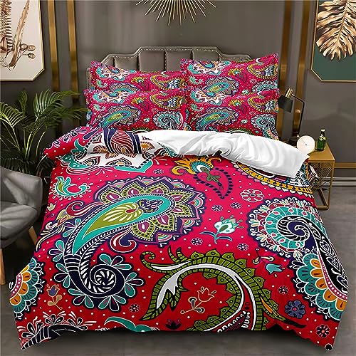 OaKita Mandala Bettwäsche Bohemian Retro Indischen Bettbezug Set Weiche Microfaser Exotisch Mandala Bettbezug Set 3 Teilig und 2 Kissenbezug 80x80 cm (A02,135x200cm/80x80cm) von OaKita