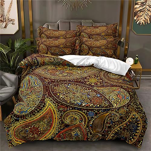 OaKita Mandala Bettwäsche Bohemian Retro Indischen Bettbezug Set Weiche Microfaser Exotisch Mandala Bettbezug Set 3 Teilig und 2 Kissenbezug 80x80 cm (A03,135x200cm/80x80cm) von OaKita