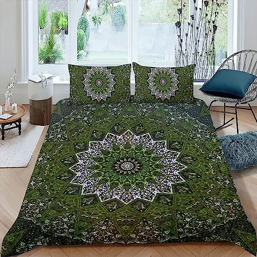 OaKita Mandala-Bettwäsche-Set 135x200cm Sommer Bettbezug und 2 Kissenbezug 80x80cm,Weiche Mikrofaser Bettwäsche-Sets mit Reißverschluss (Stil 03,135 x 200 cm) von OakiTa