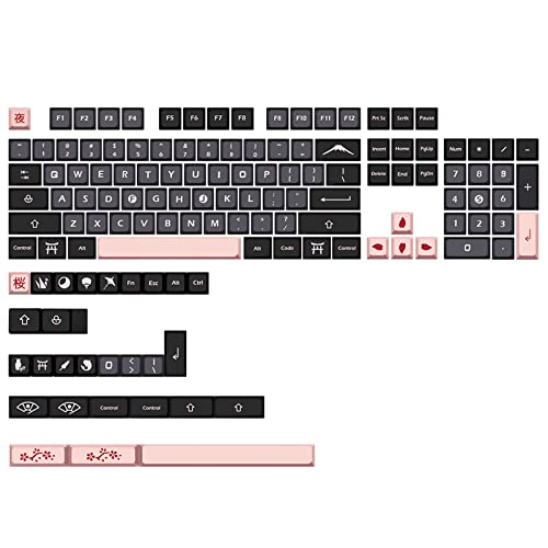 132 Tasten Night Cherry Tastenkappen XDA Profil PBT 5-seitige Sublimation Mechanische Tastatur Tastenkappe für MX Switch mit 6,25U 7U Night Cherry von Oadnijuie