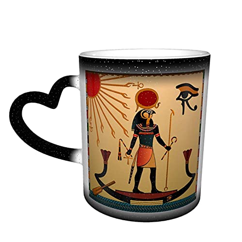 Oaieltj Thermobecher, Götter des alten Ägyptens, personalisierbar, wärmeempfindlich, für Milch, Tee, magische Kaffeetassen von Oaieltj