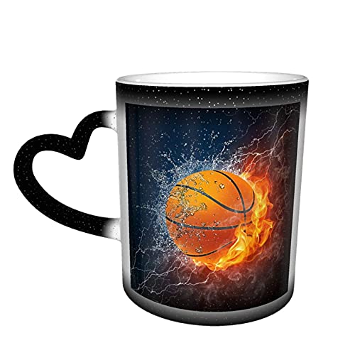 Oaieltj Wärmewechsel-Tasse, Sport-Basketball, personalisierbar, wärmeempfindlich, für Milch, Tee, magische Kaffeetassen, geschnittene Tassen von Oaieltj