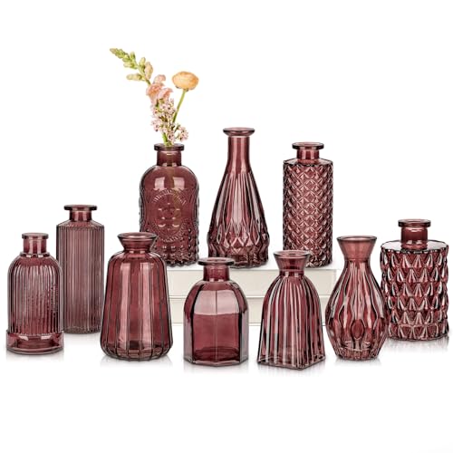 10er-Set Kleine Vasen Kleine Glasvase Vintage Deko Vasen Set Blumendekoration für Tischdeko Mittelstücke, Hochzeitsdekorationen, Blumen Deko Wohnzimmer Bad Muttertagsgeschenk, Krater Brown 10er-Set Kleine Vasen Kleine Glasvase Vintage Deko Vasen Set Blumendekoration für Tischdeko Mittelstücke, Hochzeitsdekorationen, Blumen Deko Wohnzimmer Bad Muttertagsgeschenk, Krater Brown von Oairse