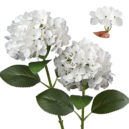 Oairse 2 Stück Künstliche Hortensienblüten 3D-Druck Real Touch Künstliche Blumen wie echte Hortensien für Hochzeit, Zuhause, Hotel, Party, Blumenarrangement, Blumen Durchmesser 19 cm von Oairse