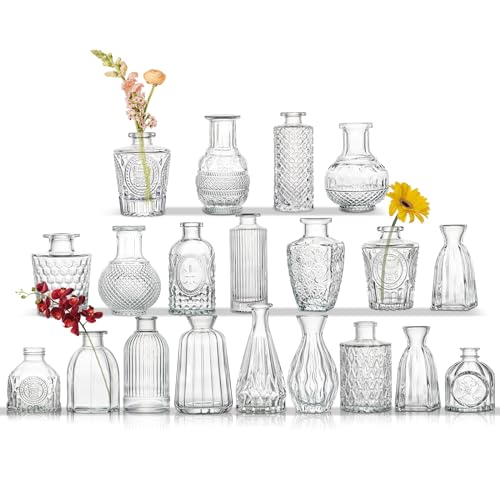 20er-Set Kleine Vasen Kleine Glasvase Vintage Deko Vasen Set Blumendekoration für Tischdeko Mittelstücke, Hochzeitsdekorationen, Blumen Deko Wohnzimmer Bad Muttertagsgeschenk, Transparent 20er-Set Kleine Vasen Kleine Glasvase Vintage Deko Vasen Set Blumendekoration für Tischdeko Mittelstücke, Hochzeitsdekorationen, Blumen Deko Wohnzimmer Bad Muttertagsgeschenk, Transparent von Oairse