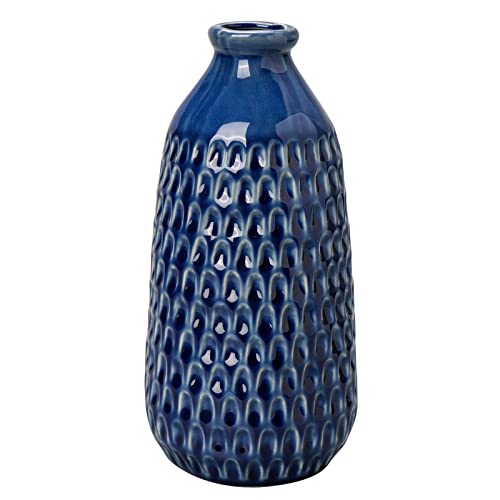 24cm Blumenvasen Keramik Deko vasen, Vase für Pampasgrasblumen, Boho-Blumenvase für Heimdekoration, Tischdeko, Trockenblumen Deko Vasen für Wohnzimmer, Bürodeko, Moderne Bauernhausdekoration, Blau von Oairse