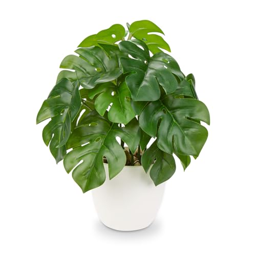 28cm Kunstpflanzen im Topf für Heimdekoration Künstliche Zimmerpflanze Monstera, Blumenarrangements Heim- und Büro Dekoration Desktop Bonsai, Kunstpflanzen mit Töpfen Tischdeko Haus Balkon Büro Deko von Oairse