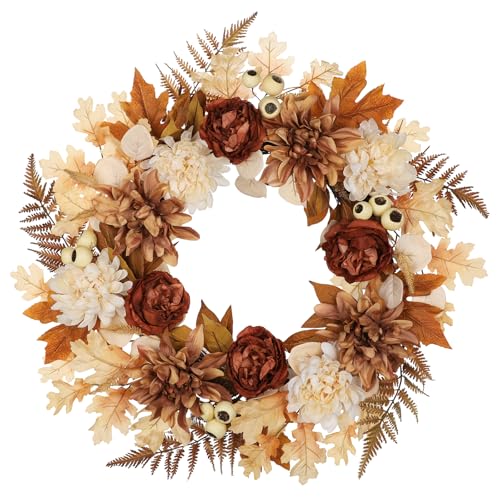 61cm Künstlich Dahlie Herbstkranz Türkranz Kunstkranz mit Pfingstrose Künstlich Türkranz für Herbstdeko, Thanksgiving-Kranz-Ideen für Ihre Haustür, Innen-und Außendekoration, Tisch Wand Fenster 61cm Künstlich Dahlie Herbstkranz Türkranz Kunstkranz mit Pfingstrose Künstlich Türkranz für Herbstdeko, Thanksgiving-Kranz-Ideen für Ihre Haustür, Innen-und Außendekoration, Tisch Wand Fenster von Oairse