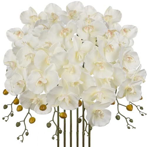 6er-Set Kunstpflanze Orchideen Kunstblume Orchideenzweig Phalaenopsis Orchidee Künstlich Seidenblume für Zimmerpflanze Party, Büro, Terrasse, Heim-Blumendekoration, Lang 81cm von Oairse