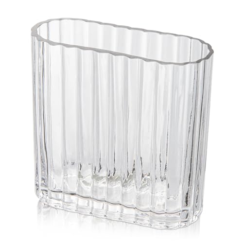 Gerippte Vase Glasvase Vase Vasen Deko, Blumenvase für Tischdeko, Moderne Vase Transparent Vase Glas für Wohnzimmer, Esstisch, Eingangsbereich, Kaminsims, Regal, Hochzeit, Büro von Oairse