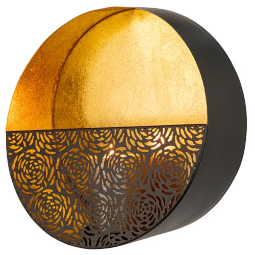 Kerzenständer Hängend Kerzenhalter Wand Deko Schwarz Gold Metall Wanddeko für Wanddeko,Wand Metall Teelichthalter Kreative Deko, Haus Wohnzimmer Esszimmer Korridor von Oairse