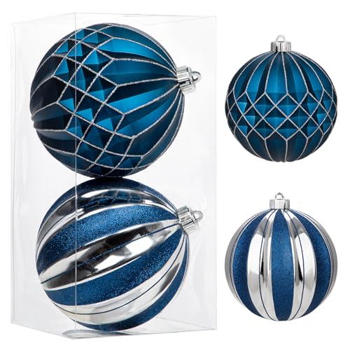 Ø15CM 2er-Set Große Christbaumkugeln Deko Weihnachten, Baumschmuck für Weihnachtsbaum, Weihnachtskugeln Weihnachtsbaumschmuck, Blau-Weiß Ø15CM 2er-Set Große Christbaumkugeln Deko Weihnachten, Baumschmuck für Weihnachtsbaum, Weihnachtskugeln Weihnachtsbaumschmuck, Blau-Weiß von Oairse