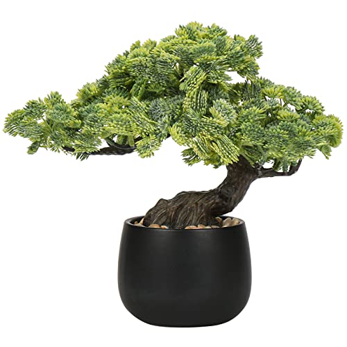 Oairse 25 cm Kunstpflanze Bonsai Baum im Keramiktopf Künstliche Pflanzen Aesthetic Japanische Bonsai Deko für Wohnzimmer Schlafzimmer Badzimmer Fensterbank Dekoration - Podocarpus Kunstbonsai von Oairse