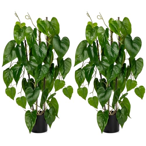 Oairse 2PCS 76cm Kunstpflanze Philodendron Groß, Kunstpflanze Groß im Topf, Deko kunstpflanze für Wohnzimmer Schlafzimmer Büro Deco, Indoor Outdoor Garten Moderne Dekoration von Oairse