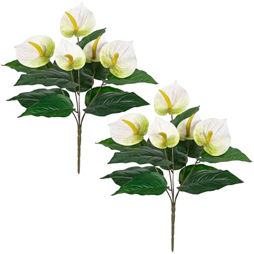Oairse 2er-Set Künstliche Anthurienpflanze Deko Kunstblumen Blumensträuße Flamingopflanze Flamingo Pflanze für Zimmerpflanze Lilie Herzblatt, Blumenarrangement Heim Küche Dekor, Weiß Oairse 2er-Set Künstliche Anthurienpflanze Deko Kunstblumen Blumensträuße Flamingopflanze Flamingo Pflanze für Zimmerpflanze Lilie Herzblatt, Blumenarrangement Heim Küche Dekor, Weiß von Oairse