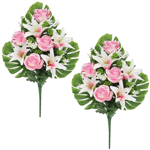 Oairse 2er-Set Künstliche Grabblume Grabschmuck mit künstlichen Chrysantheme und Lilien Aufleger Kunstblume Grabdekoration für Grabdekoration Friedhofsgesteck Friedhofsdeko Trauerdeko Blüten Oairse 2er-Set Künstliche Grabblume Grabschmuck mit künstlichen Chrysantheme und Lilien Aufleger Kunstblume Grabdekoration für Grabdekoration Friedhofsgesteck Friedhofsdeko Trauerdeko Blüten von Oairse