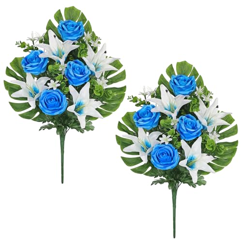 Oairse 2er-Set Künstliche Grabblume Grabschmuck mit künstlichen Chrysantheme und Lilien Aufleger Kunstblume Grabdekoration für Grabdekoration Friedhofsgesteck Friedhofsdeko Trauerdeko Blüten Oairse 2er-Set Künstliche Grabblume Grabschmuck mit künstlichen Chrysantheme und Lilien Aufleger Kunstblume Grabdekoration für Grabdekoration Friedhofsgesteck Friedhofsdeko Trauerdeko Blüten von Oairse