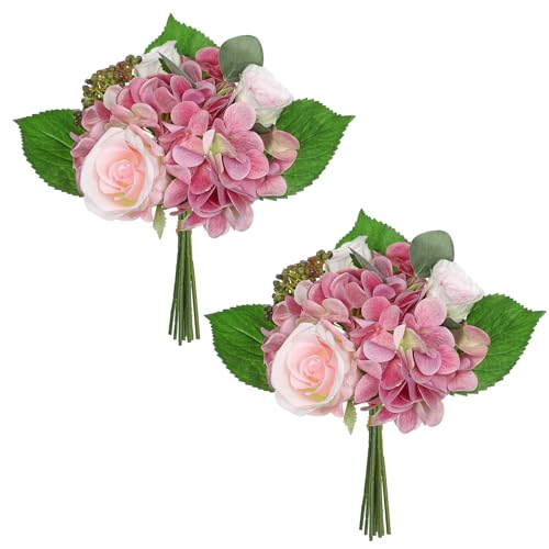 Oairse 2er-Set Kunstblumen Hortensien mit Rosen Kunstblumen Wie Echt Lumen Deko Seidenblumen Hortensien Blumenarrangements für Badezimmer Wohnzimmer Deko Heimdekoration Blumenarrangement Oairse 2er-Set Kunstblumen Hortensien mit Rosen Kunstblumen Wie Echt Lumen Deko Seidenblumen Hortensien Blumenarrangements für Badezimmer Wohnzimmer Deko Heimdekoration Blumenarrangement von Oairse