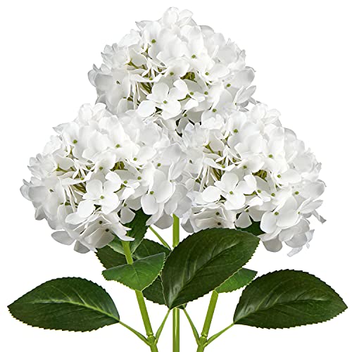 Oairse 3 Stück Künstliche Hortensienblüten 3D-Druck Real Touch Künstliche Blumen wie echte Hortensien für Hochzeit, Zuhause, Hotel, Party, Blumenarrangement, Blumen Durchmesser 19 cm von Oairse