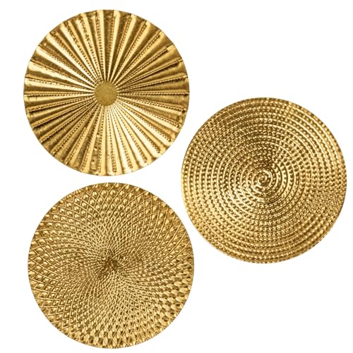 3er-Set Boho Gold Wandskulpturen Runde Wanddekoration Metall Wandschmuck Dekorationen 3D Metallbilder Modernes Kunstwerk für Haus Wohnzimmer Esszimmer Schlafzimmer Küche Korridor(40cm*40cm), Typ-1 von Oairse