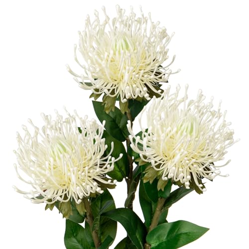 3er-Set Künstliche Nadelkissen Blume Kunstblumen Chrysanthemen Dekoration Künstliche Spinnen Dekoration für Herbstdeko Heimdekoration, Hochzeit, Garten Party Dekoration Blumenarrangement, Creme von Oairse