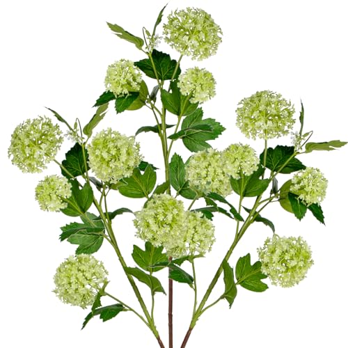 Oairse 3er-Set Kunstblumen Viburnum-Blume Kunstblumen Wie Echt Frühling Dekoblume für Hochzeitszimmer Home Decor Wohnzimmer Büro Hotel Küche Decor, Künstliche Zweige 77cm, Hellgrün von Oairse