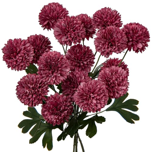 Oairse 4er-Set 58cm Kunstblume Seiden-Chrysantheme, Künstliche Blumen zur Dekoration, Rustikale Blumen, Künstliche Chrysanthemen, Blumenarrangement für Zuhause, Büro, Hochzeit, Tischdekoration, Lila von Oairse