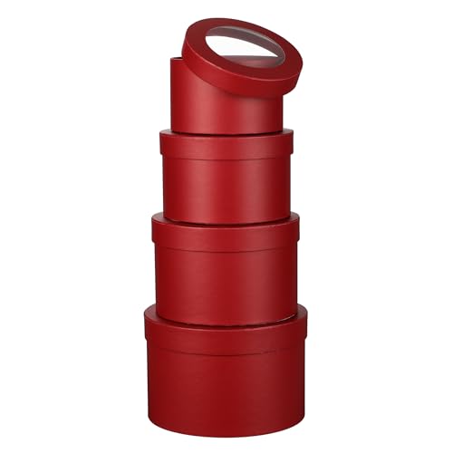 Oairse 4er-Set Aufbewahrungsbox in Rund mit Deckel Geschenkschachtel Karton Pappschachteln Ordnungsboxen Geschenkkarton Schmuckschachtel Geschenkbox Geburtstag muttertagsgeschenk, Rot Oairse 4er-Set Aufbewahrungsbox in Rund mit Deckel Geschenkschachtel Karton Pappschachteln Ordnungsboxen Geschenkkarton Schmuckschachtel Geschenkbox Geburtstag muttertagsgeschenk, Rot von Oairse