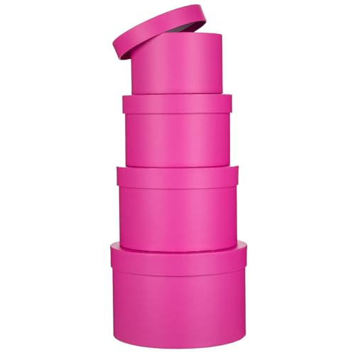 Oairse 4er Set Aufbewahrungsbox mit Deckel Rund Geschenkschachtel Karton Blumenbox Ordnungsboxen Geschenkbox Karton Schmuckschachtel Geschenkbox Geburtstag muttertagsgeschenk Verpackung für Blumen von Oairse