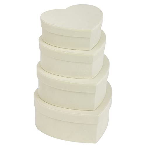 Oairse 4er Set Geschenkbox Aufbewahrungsbox mit Deckel Herzförmige Geschenkbox Samt Schachteln Geschenkbox Schmuckschatulle Geschenkbox Geburtstag Muttertagsgeschenk, Weiß Oairse 4er Set Geschenkbox Aufbewahrungsbox mit Deckel Herzförmige Geschenkbox Samt Schachteln Geschenkbox Schmuckschatulle Geschenkbox Geburtstag Muttertagsgeschenk, Weiß von Oairse