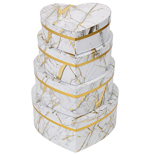 Oairse 4er-Set Geschenkbox Herzform Aufbewahrungsbox mit Deckel Geschenkschachtel Karton Blumenbox Ordnungsboxen Geschenkbox Karton Schmuckschachtel Geschenkbox Geburtstag muttertagsgeschenk von Oairse