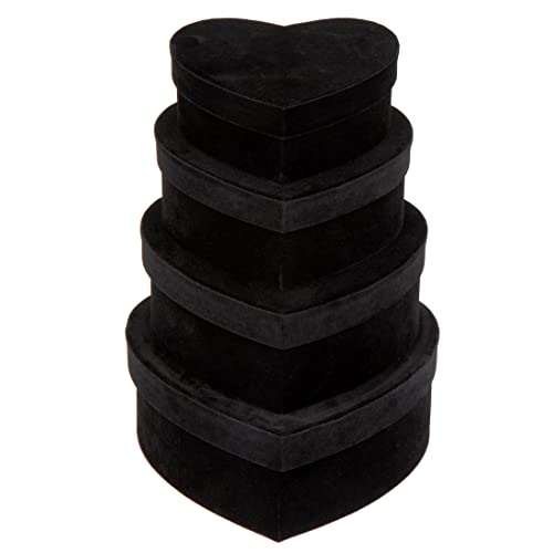 Oairse 4er-Set Geschenkbox Herzform Aufbewahrungsbox mit Deckel Geschenkschachtel Samt Blumenbox Ordnungsboxen Karton Schmuckschachtel Geschenkbox Geburtstag muttertagsgeschenk von Oairse
