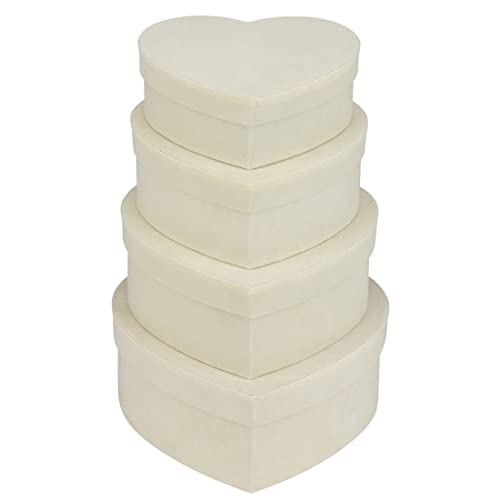 Oairse 4er-Set Geschenkbox Herzform Aufbewahrungsbox mit Deckel Geschenkschachtel Samt Blumenbox Ordnungsboxen Karton Schmuckschachtel Geschenkbox Geburtstag muttertagsgeschenk von Oairse