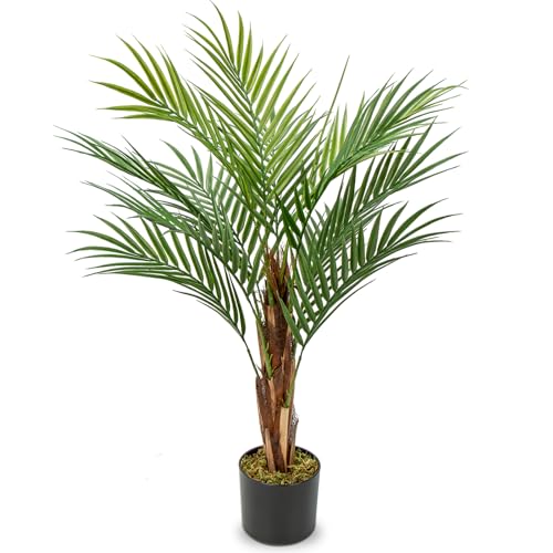 Oairse 90cm Kunstpflanze Areka-Palme Kunstpflanze Palme groß im Topf künstlicher Baum mit 12 Stämmen für drinnen und draußen, Moderne Dekoration, Dekoration Badezimmer Wohnzimmer Schlafzimmer Balkon von Oairse