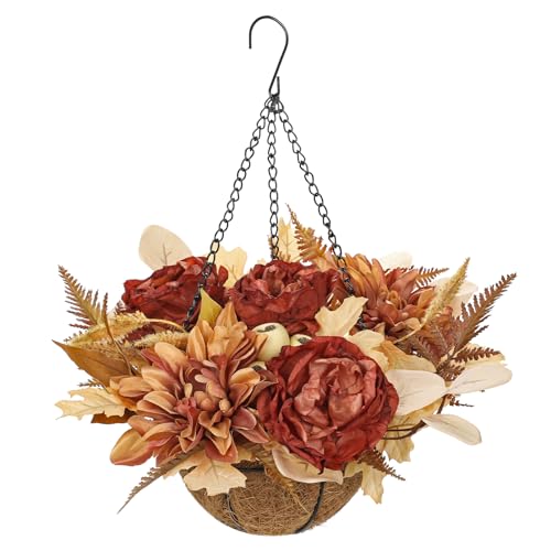Oairse Hängend Herbstdeko Kunstblumen mit Pfingstrose, Dahlien, Hortensien Herbstdeko Kunstblumen für Herbsthochzeit, Herbst-Wohnkultur, Thanksgiving-Dekoration, Decken Balkone Deko Oairse Hängend Herbstdeko Kunstblumen mit Pfingstrose, Dahlien, Hortensien Herbstdeko Kunstblumen für Herbsthochzeit, Herbst-Wohnkultur, Thanksgiving-Dekoration, Decken Balkone Deko von Oairse