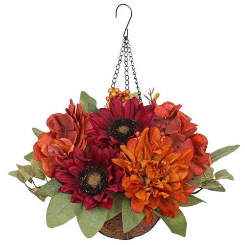 Oairse Hängend Herbstdeko Kunstblumen mit Sonnenblumen, Dahlien, Hortensien Herbstdeko Kunstblumen für Herbsthochzeit, Herbst-Wohnkultur, Thanksgiving-Dekoration, Decken Balkone Deko Oairse Hängend Herbstdeko Kunstblumen mit Sonnenblumen, Dahlien, Hortensien Herbstdeko Kunstblumen für Herbsthochzeit, Herbst-Wohnkultur, Thanksgiving-Dekoration, Decken Balkone Deko von Oairse