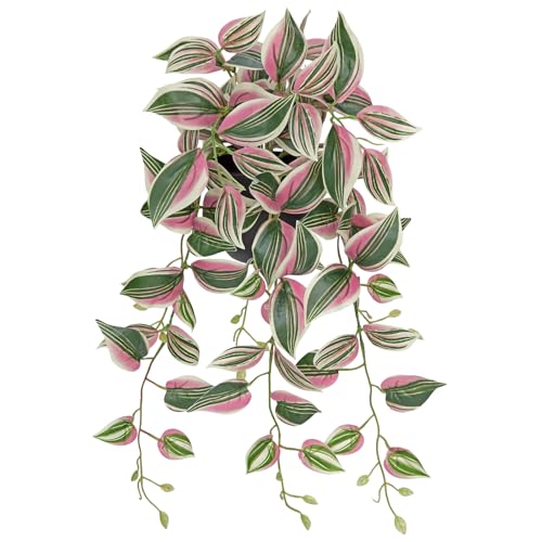 Oairse Kunstpflanze Hängend Deko Künstliche Pflanzen mit Topf Künstliche Pflanzen wie echt für Outdoor Garten Deko Schlafzimmer Büro Fensterbank Indoor Dekoration, Lang 50cm, Rosa von Oairse