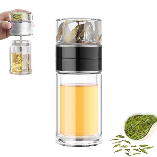 Oaiyeie Infusifie – Infusifie-Teesieb, Glasflasche mit Teesieb, 3-in-1-Teekanne mit kleinem Glassieb für losen Tee, Teebereiter mit Filter aus Edelstahl 304 (Black,420ml) von Oaiyeie