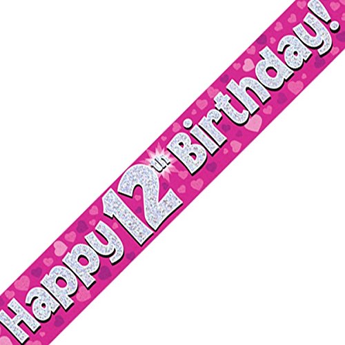 Oaktree LTD Happy 12. Geburtstag Banner, Folie, pink, 270 x 12 x 0,1 cm von Oak Tree