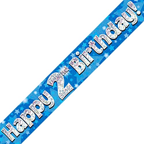 Oaktree Ltd Banner Happy 2nd Birthday, Folie, blau, 270 x 12 x 0.1 cm von Oaktree Ltd