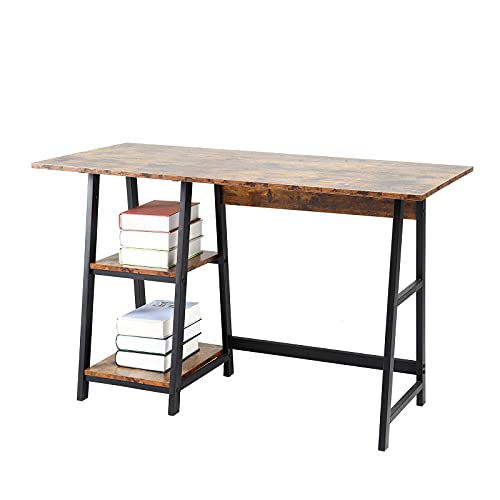 Oak & Tea Praktischer Computertisch, Laptop-Schreibtisch 120x60x75cm Arbeits- und Bürointegrationsarbeitsplatz mit zweistufigen Ablagen zum Lernen und Arbeiten Home-Office-Tisc von Oak & Tea